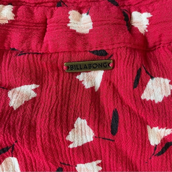 Billabong Little Flirt Red Floral Print Button Down Midi Dress Sz L Summer Beach - Picture 5 of 15